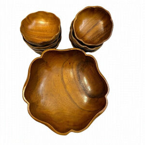 VINTAGE Hand Crafted Talarico Woodenware Salad Bowl and 8 Serving Bowls 🧡